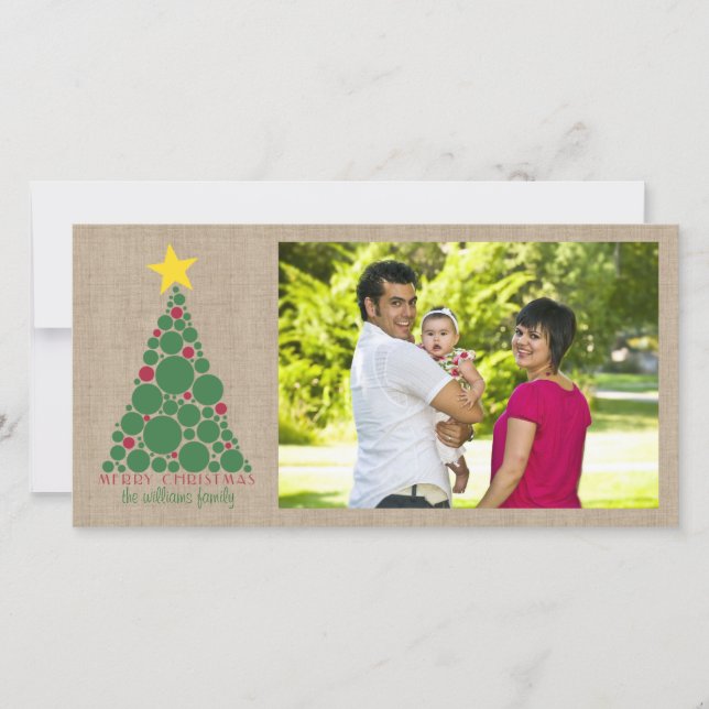 Cartão De Festividades Árvore de Natal bolinhas (Frente)