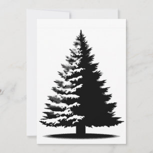 Cartão De Festividades Árvore de Natal Branca & Preta Elegante Envelhecid