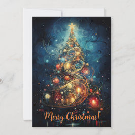 Cartão De Festividades Árvore de Natal caprichosa 