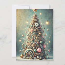 Cartão De Festividades Árvore de Natal Caprichosa Pastel Cumprimentos de 
