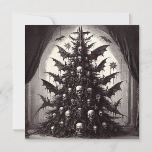 Cartão De Festividades Árvore de Natal Christmas Goth Crânios Natal
