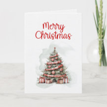 Árvore de Natal Clássica Decorada, Branca Vermelha