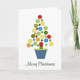 Cartão De Festividades Árvore de Natal Colorida Baubles+Wreath