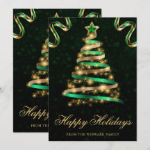 Árvore de Natal com Fita Brilhante Verde e Dourada