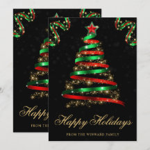 Árvore de Natal com Fita Brilhante Verde e Vermelh