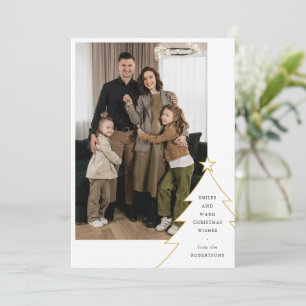 Cartão De Festividades Árvore de Natal com Foto Simples da Família