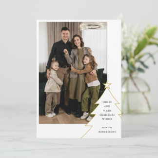Cartão De Festividades Árvore de Natal com Foto Simples da Família