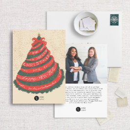 Cartão De Festividades Árvore de Natal com Friso com Letra Mão