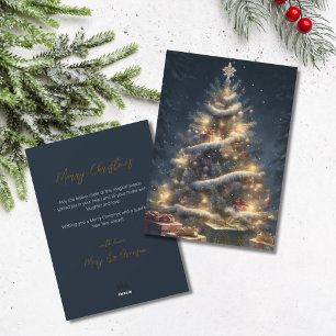 Cartão De Festividades Árvore de Natal com Letra Elegante Não Foto Natal