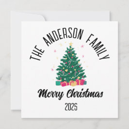 Cartão De Festividades Árvore de Natal Com Luzes Nome Personalizado
