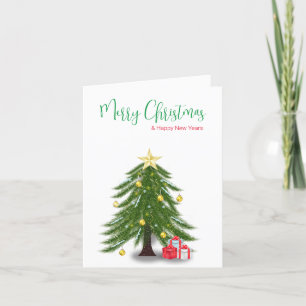 Cartão De Festividades Árvore de Natal com Red Present