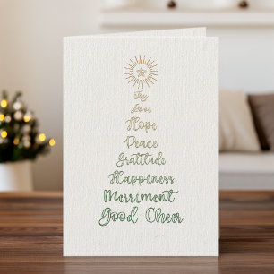 Cartão De Festividades Árvore de Natal com Tipografia de Letra Estilosa e