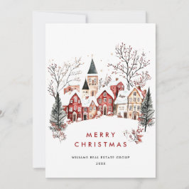 Cartão De Festividades Árvore de Natal Corporativa da Cidade de Inverno V