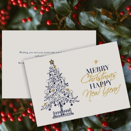 Cartão De Festividades Árvore de Natal Corporativa Minimalista Elegante