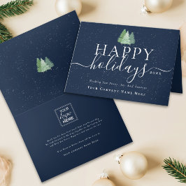 Cartão De Festividades Árvore de Natal Corporativa Moderna com Logotipo d