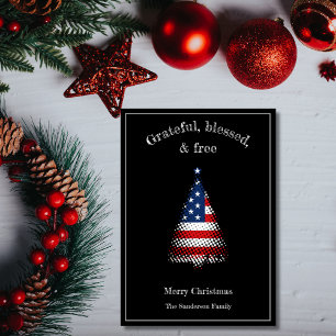 Cartão De Festividades Árvore de Natal da Bandeira Americana Grateful Ben