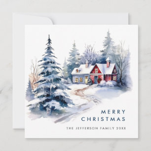 Cartão De Festividades Árvore de Natal da Casa da Vintage Retro
