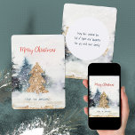 Cartão De Festividades Árvore de Natal da Glitter de Aquarela<br><div class="desc">Tem toda a razão. Peço desculpa por esse lapso. Agradeço o esclarecimento. Atualizei a descrição para ser mais precisa sobre o design. Descrição otimizada Compartilhe o aplauso festivo com um cartão que brilha. Este elegante cartão de Natal apresenta uma linda cena de inverno com aquarela com pinheiros escuros no fundo,...</div>