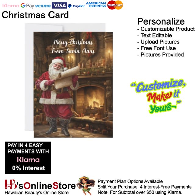 Cartão De Festividades Árvore de Natal da Lareira Cozi do Papai Noel 8 (Cozi Fireplace Christmas Tree From Santa Claus Holiday Card 8.)