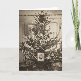 Cartão De Festividades Árvore de Natal da Stereoview Antiga