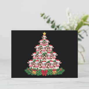 Cartão De Festividades Árvore de Natal da Vaca Camisa Divertida Amante de