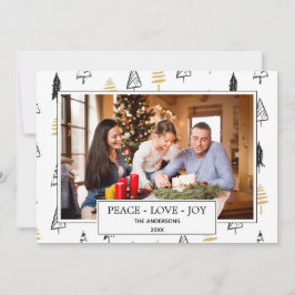 Cartão De Festividades Árvore de Natal de Amor Dourado e Preto Moderno