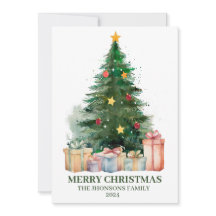 Árvore de Natal de Aquarela com presentes