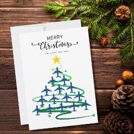 Cartão De Festividades Árvore de Natal de Avião Foto de Família Minimalis