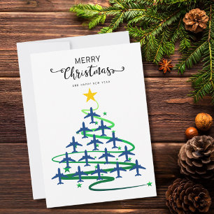 Cartão De Festividades Árvore de Natal de Avião Foto de Família Minimalis