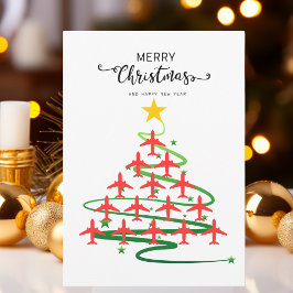 Cartão De Festividades Árvore de Natal de Avião Foto de Família Personali