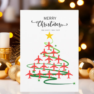 Cartão De Festividades Árvore de Natal de Avião Foto de Família Personali