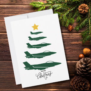 Cartão De Festividades Árvore de Natal de Avião Militar & Foto de Aviação