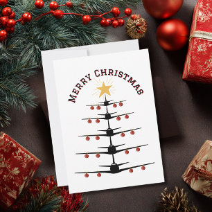 Cartão De Festividades Árvore de Natal de Aviões, Foto Minimalista