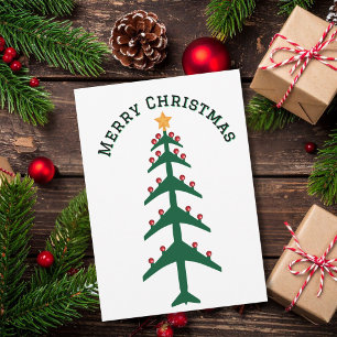 Cartão De Festividades Árvore de Natal de Aviões & Foto Minimalista