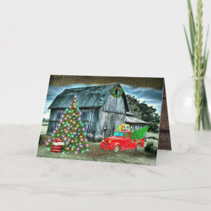 Cartão De Festividades Árvore de Natal de Caminhão de Natal Russo na Fa