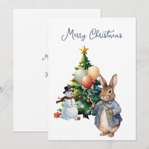 Cartão De Festividades Árvore de Natal de coelho