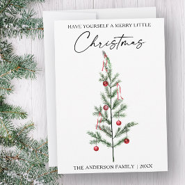 Cartão De Festividades Árvore de Natal de Coloração de Água com Script de