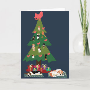 Cartão De Festividades Árvore de Natal de Coonhound