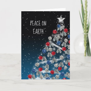 Cartão De Festividades Árvore de Natal de Dog tags Militares