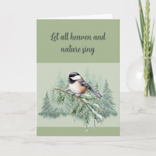 Cartão De Festividades Árvore de Natal de Inverno Cristã Chickadee