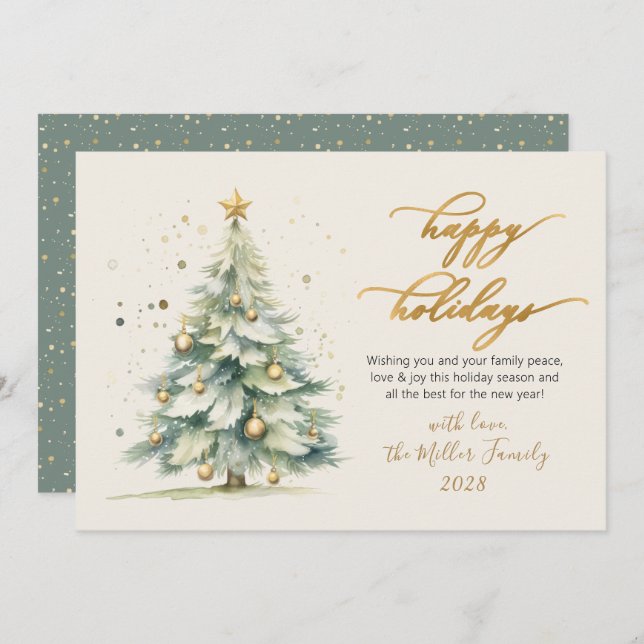 Cartão De Festividades Árvore de Natal de Leituras Felizes Script Waterco (Frente/Verso)