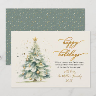 Cartão De Festividades Árvore de Natal de Leituras Felizes Script Waterco