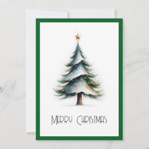 Cartão De Festividades Árvore de Natal de Na moda Rustic Watercolor Elega