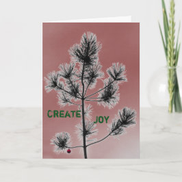 Cartão De Festividades Árvore de Natal de Ornamento Vermelho Personalizáv