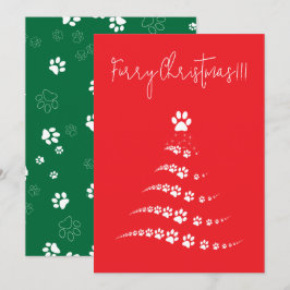 Cartão De Festividades Árvore de Natal de Pata de Cães | Fúria de Natal