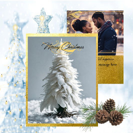 Cartão De Festividades Árvore de Natal de Penas Modernas | Foto