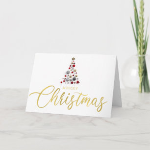 Cartão De Festividades Árvore de Natal de Script Dourado Moderno Simples