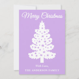 Cartão De Festividades Árvore de Natal de Script Manuscrito de lavanda