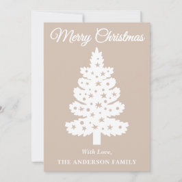 Cartão De Festividades Árvore de Natal de Script Manuscrito de Taupe