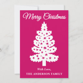 Cartão De Festividades Árvore de Natal de Script Manuscrito Magenta